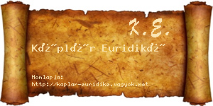Káplár Euridiké névjegykártya